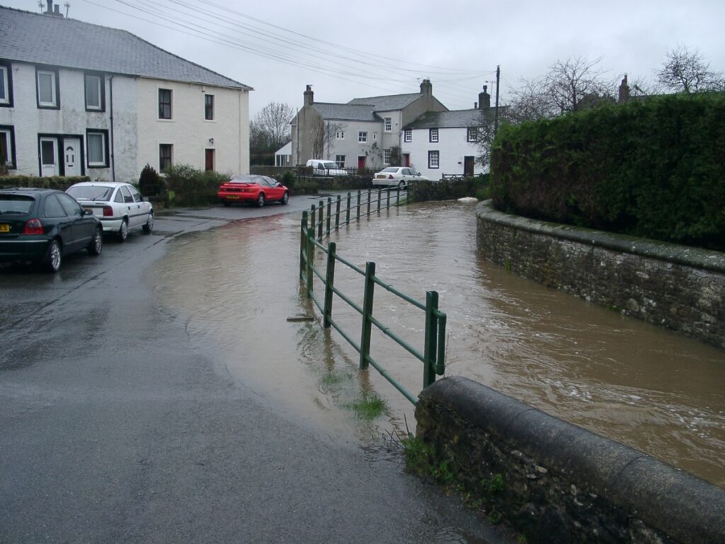 2004 Jan 31 Dovenby Beck Flood Level Hits Choke Point On Bridge And Floods The Road
