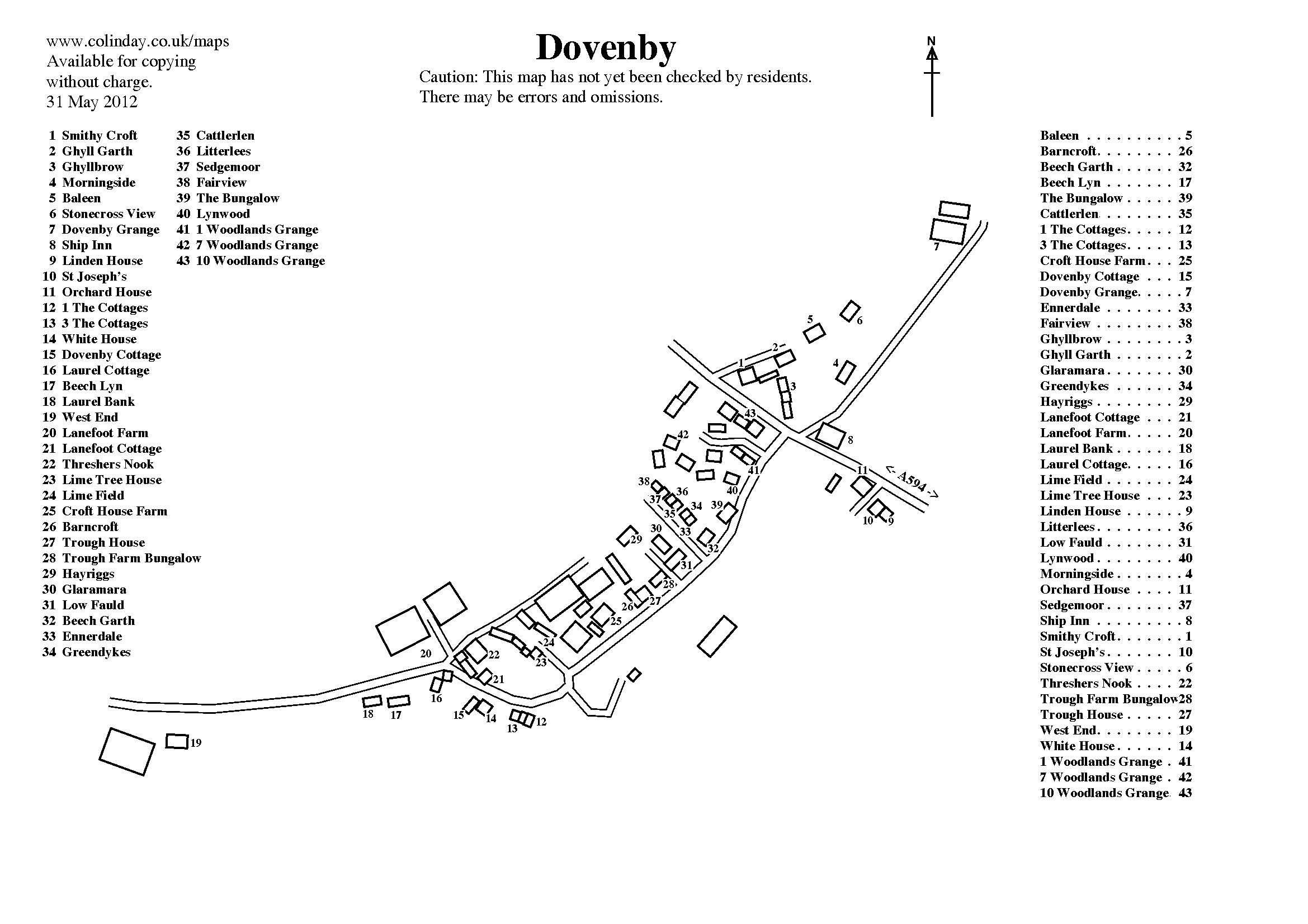 2012 Dovenby Map Of Houses
