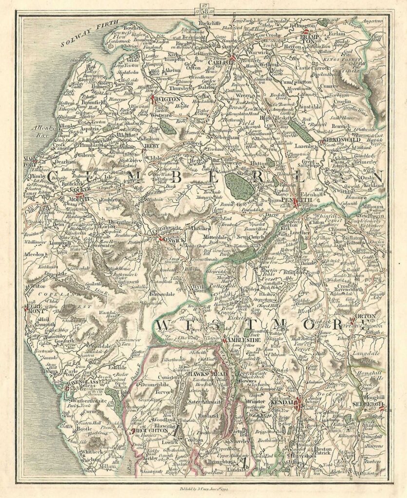 1794 Cumberland map Hutchinson History of Cumberland vol 2