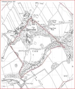 1901 Dovenby map showing Dovenby Park Hall Tower