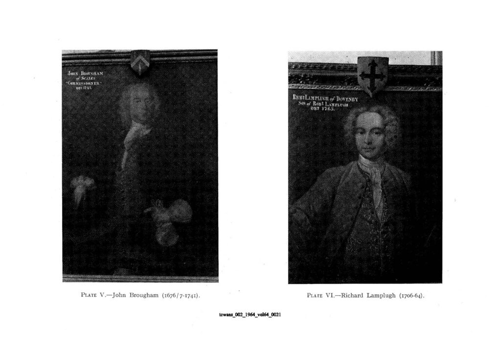 Dovenby Hall 1600 To 1799 Portraits Of Ancestors John Brougham 1676 1741 Richard Lamplugh 1706 1764 CWAAS