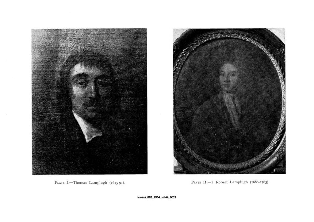 Dovenby Hall 1600 To 1799 Portraits Of Ancestors Thomas Lamplugh 1615 1691 Robert Lamplugh 1683 1763 CWAAS