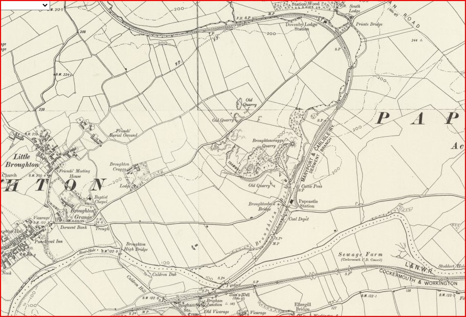 Rail Route Brigham By St Bridgets Over Derwent Follow Hedge Up To Curve Left At Dovenby Hall Map NLS 1